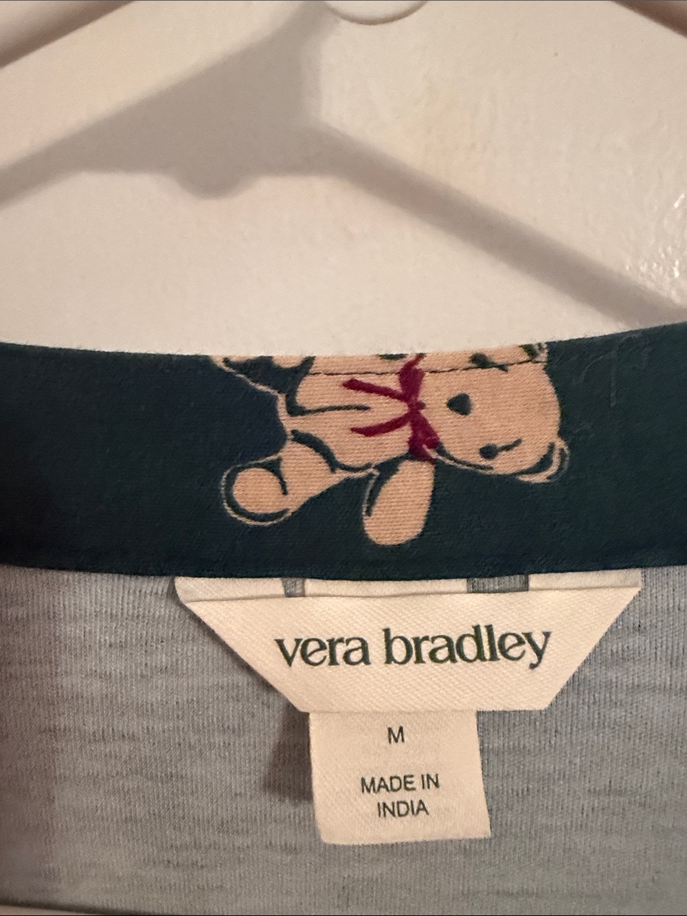 Vera Bradley Teal Green Top with Tan Teddy Print - Picture 2 of 4